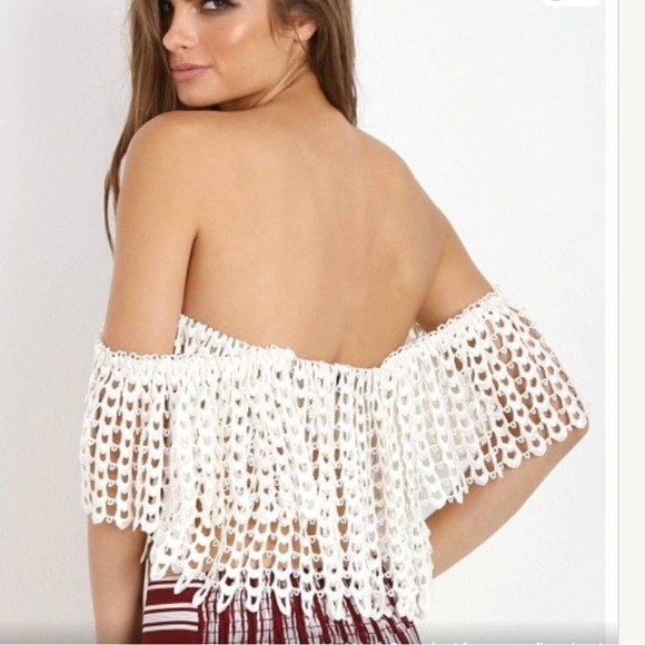 Stone Cold Fox Holly Tube Top White Chain Lace Off-Shoulder Top Size 1 (juniors) - Picture 9 of 9